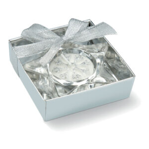 Glass candle holder with tea light